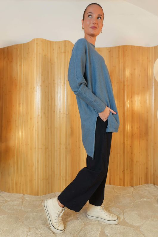 Winnie Ribby Stretch Longline Fine Knit Denim